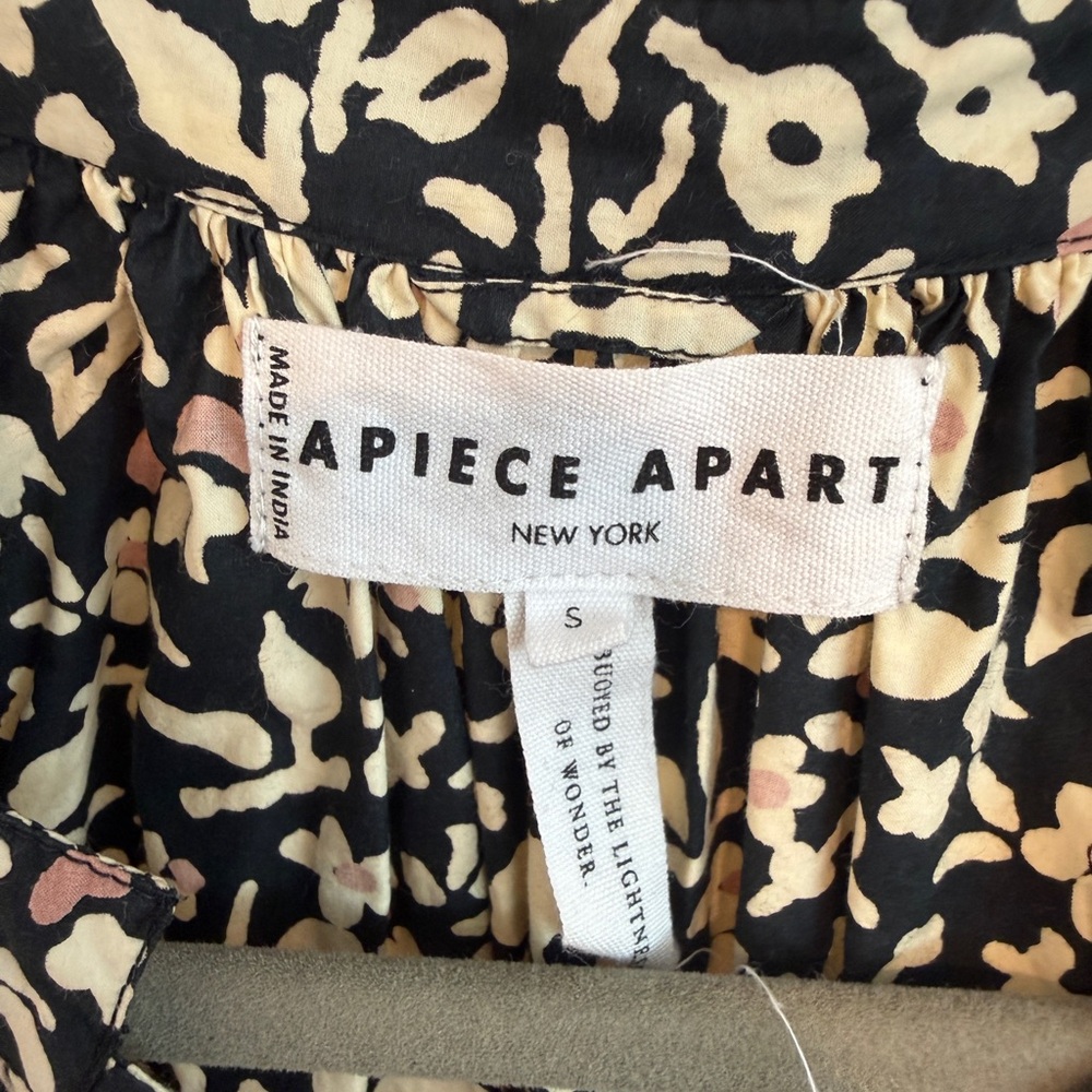 Apiece Apart Black with Cream and Blush Floral Print Dress
